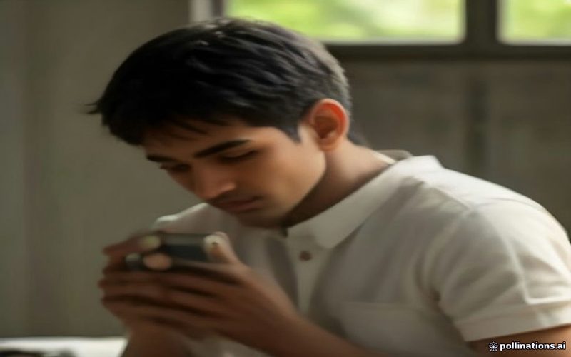 मोबाइल पर रिजल्ट स्टेटस चेक करते अभ्यर्थी